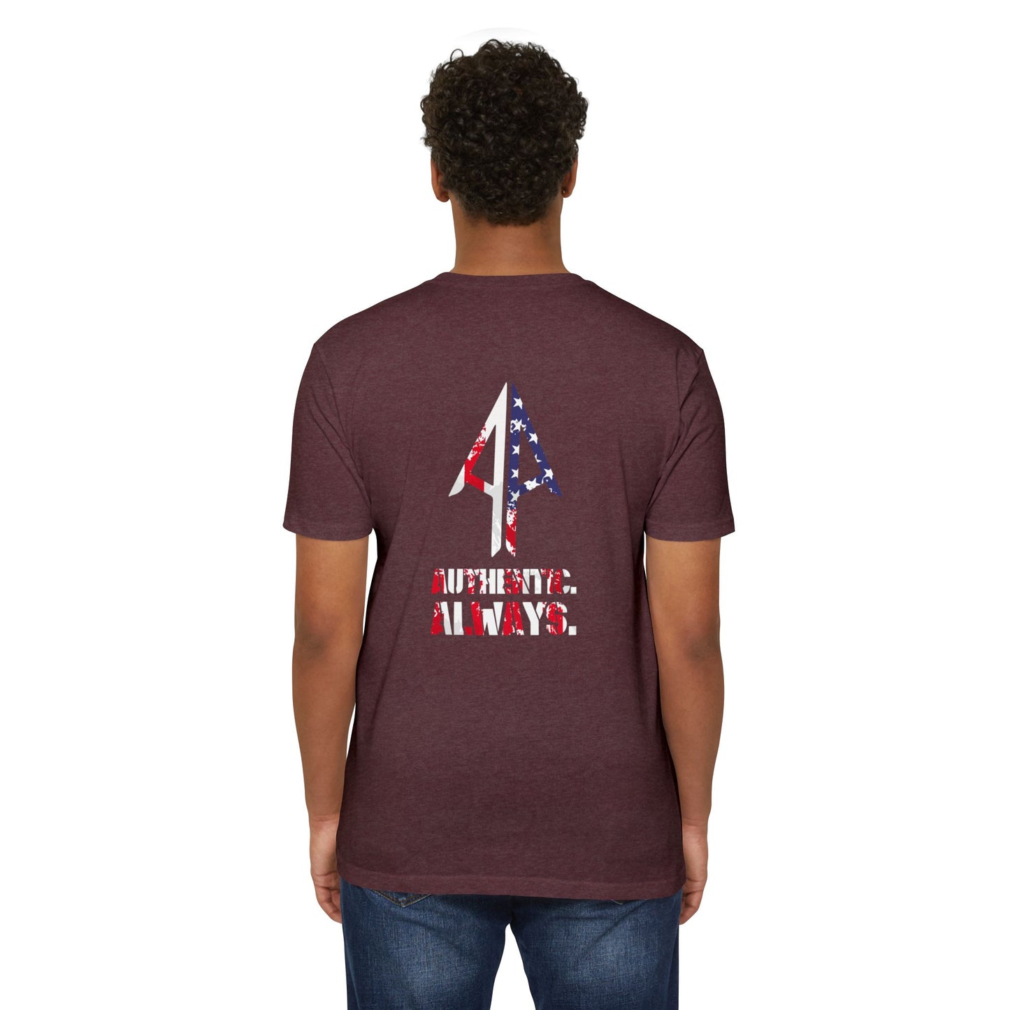 Authentic Always T-Shirt — American Flag Arrow Graphic Tee