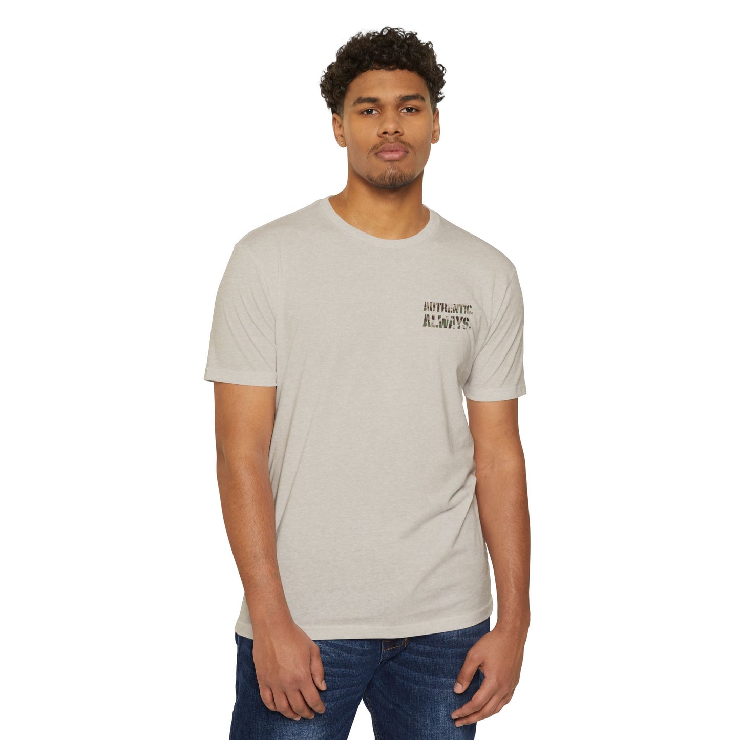 Camo Spear Tee — "Authentic Always" Graphic T-Shirt