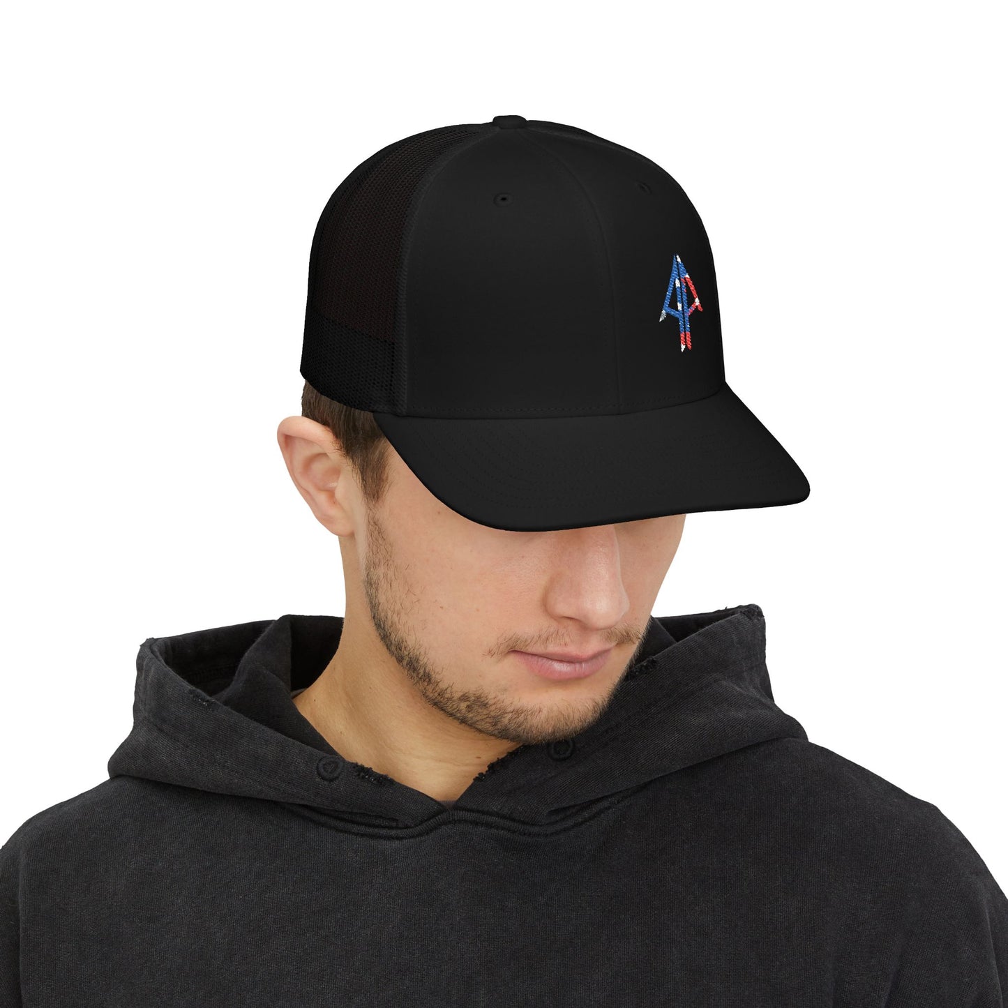 American Arrow Trucker Hat — Patriotic Snapback Cap