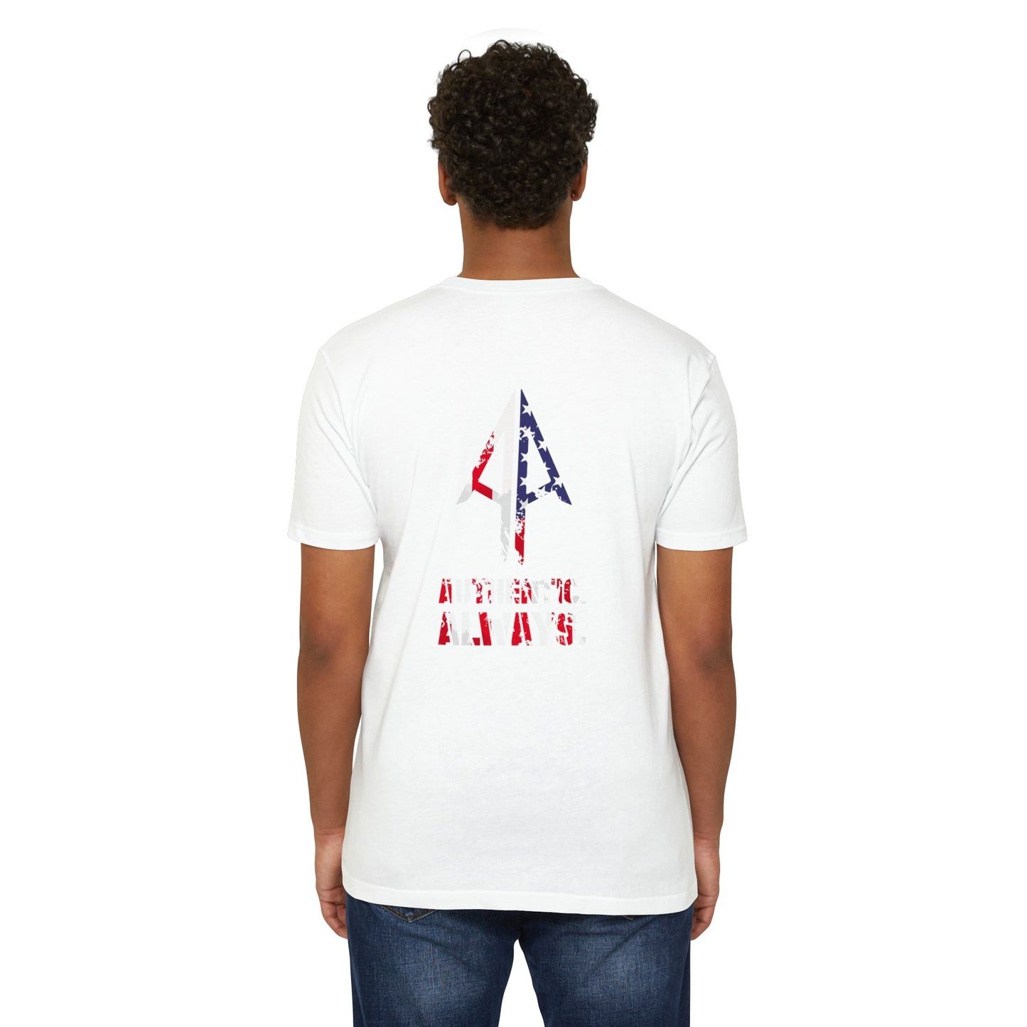 Authentic Always T-Shirt — American Flag Arrow Graphic Tee