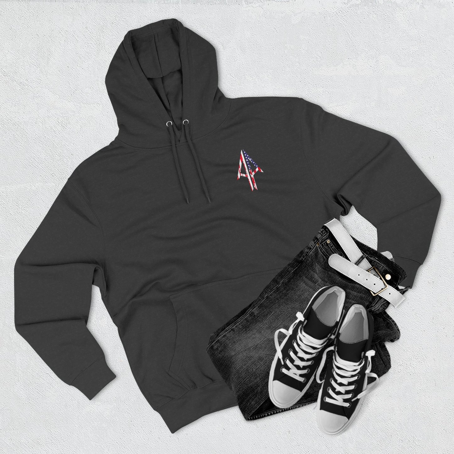 Authentic Always Hoodie — American Flag Arrow Fleece Pullover