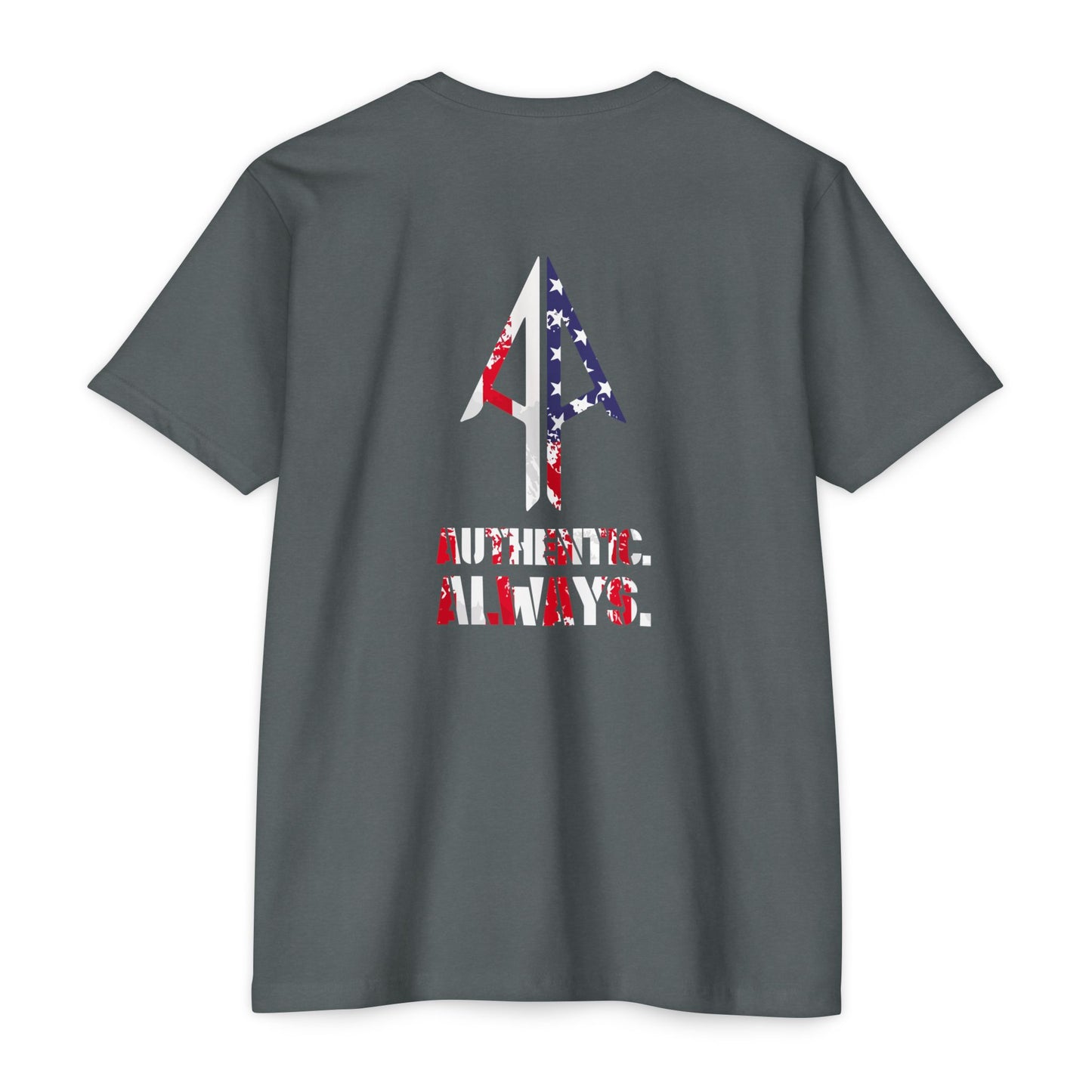 Authentic Always T-Shirt — American Flag Arrow Graphic Tee