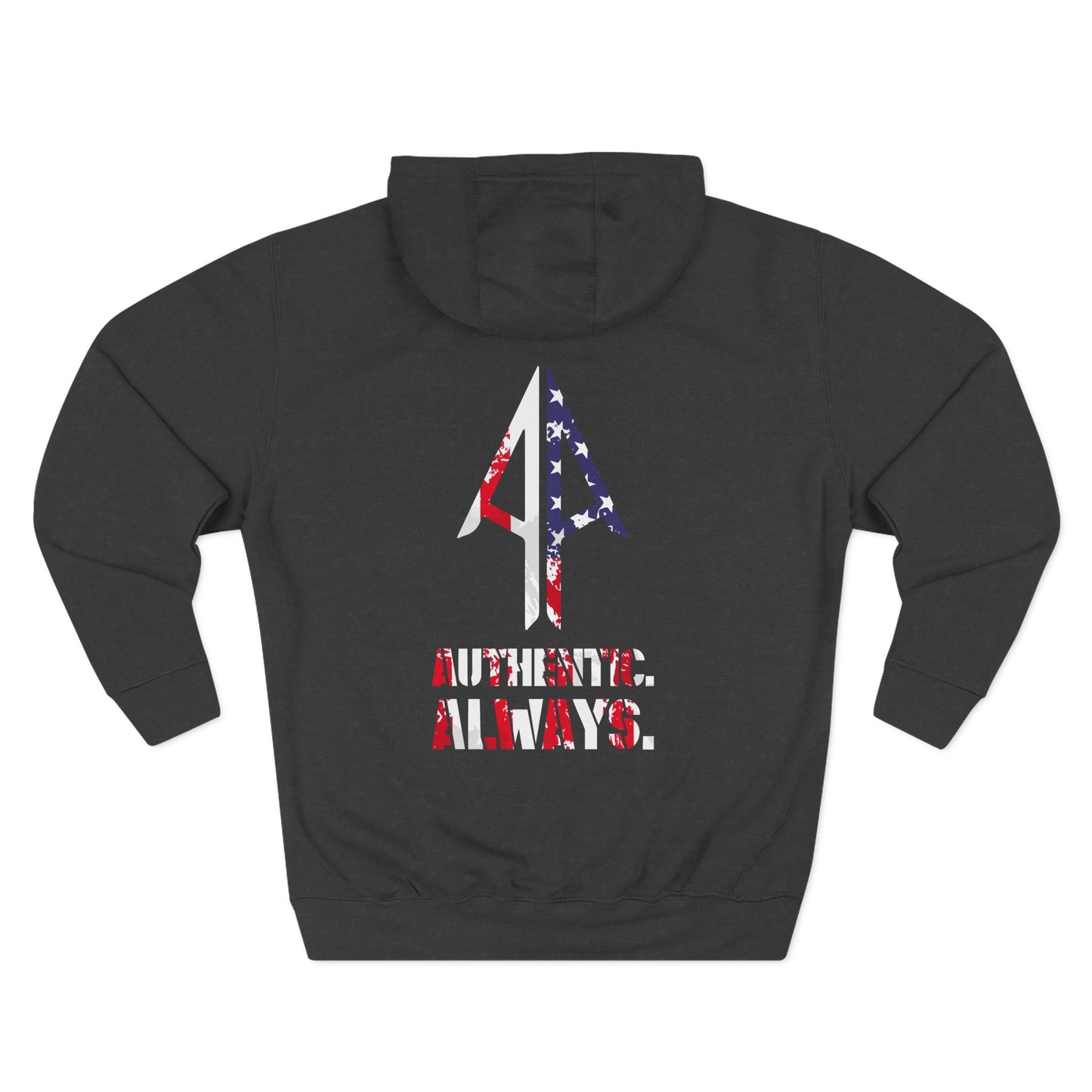Authentic Always Hoodie — American Flag Arrow Fleece Pullover