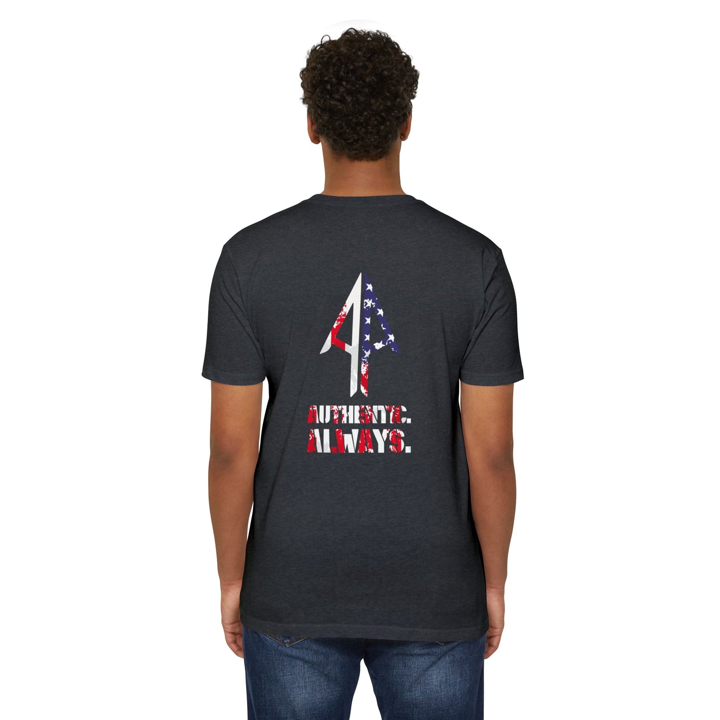 Authentic Always T-Shirt — American Flag Arrow Graphic Tee
