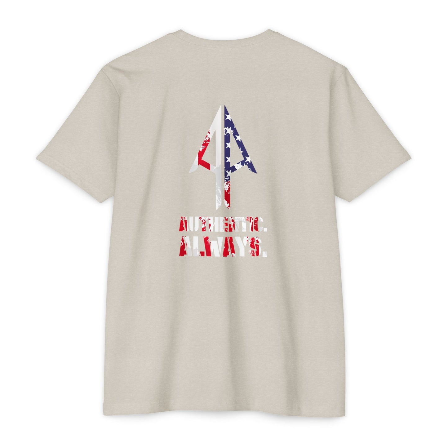 Authentic Always T-Shirt — American Flag Arrow Graphic Tee