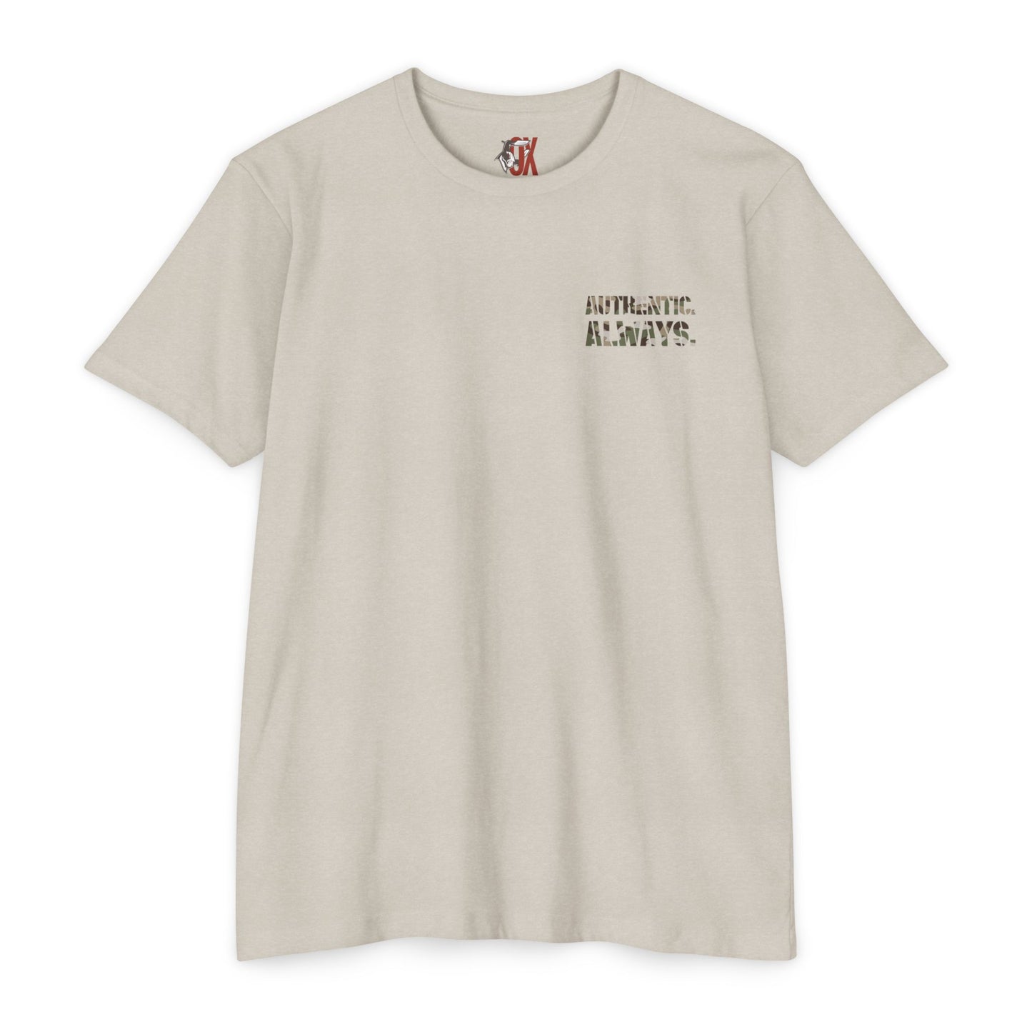 Camo Spear Tee — "Authentic Always" Graphic T-Shirt