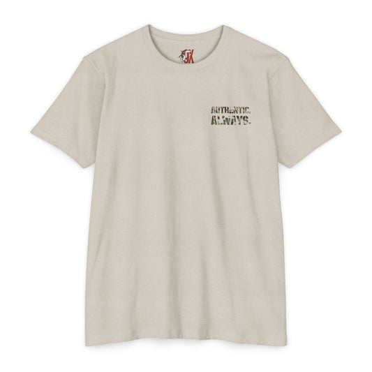 Camo Spear Tee — "Authentic Always" Graphic T-Shirt
