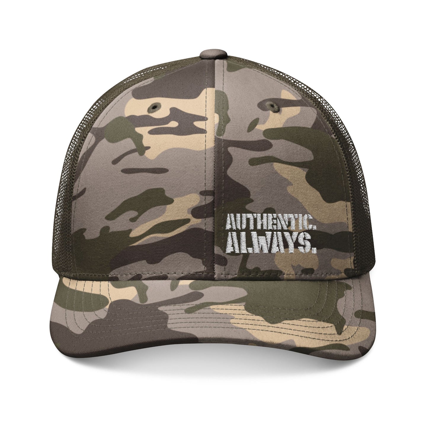 Camouflage Trucker Hat with 'ANTHERS ALWAYS' Embroidery - Outdoor Gear, Camo Hat, Stylish Cap, Gift for Him, Perfect for Fishing & Camping