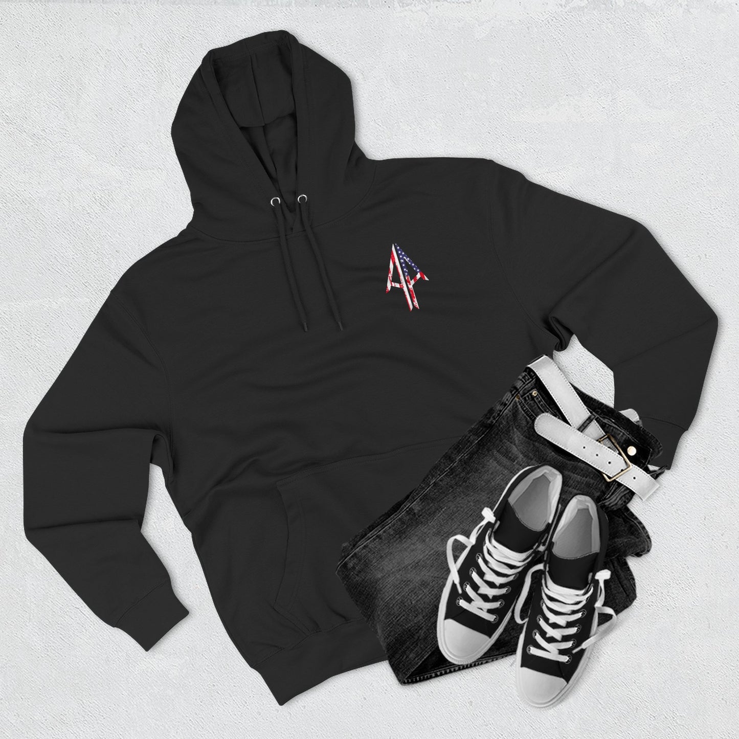 Authentic Always Hoodie — American Flag Arrow Fleece Pullover