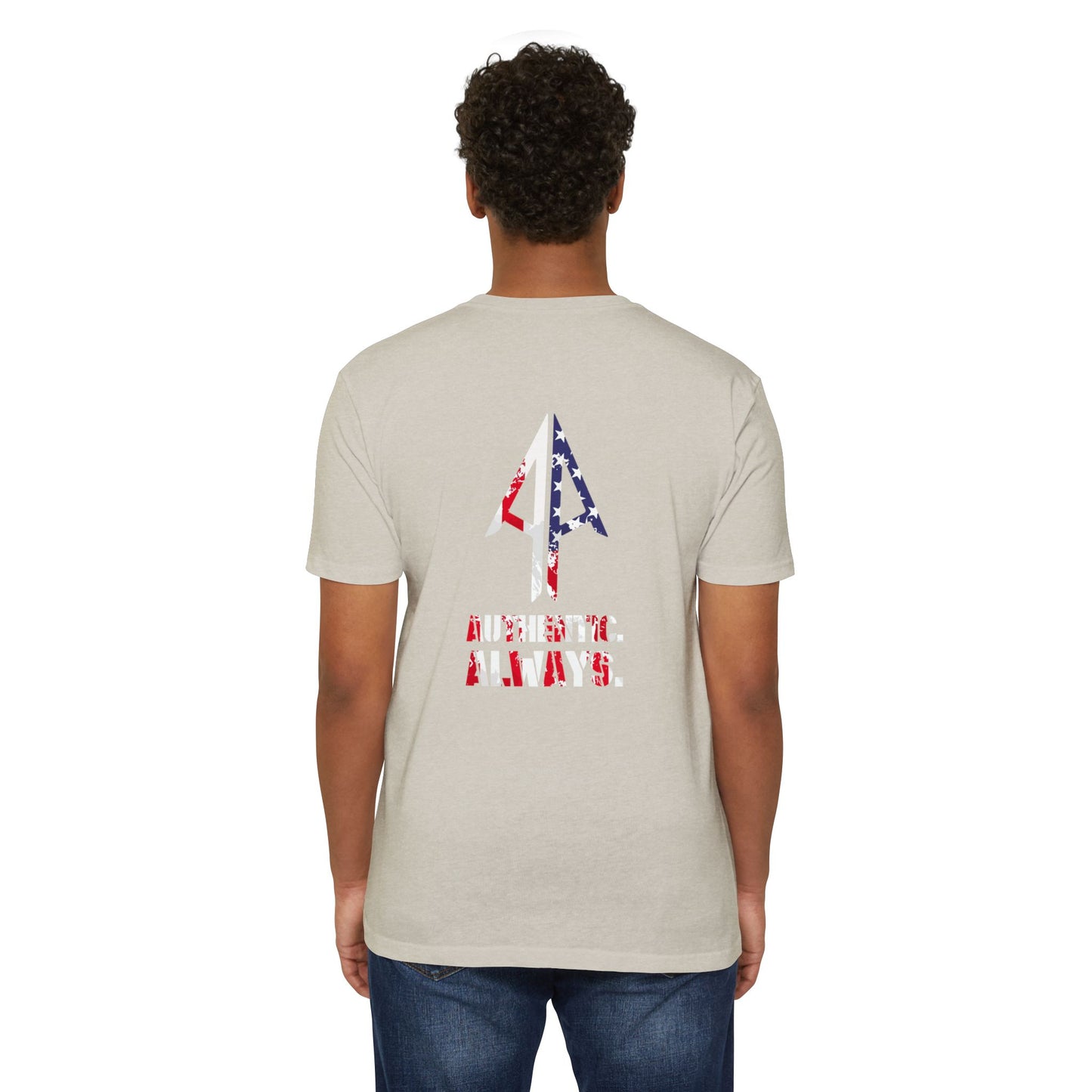 Authentic Always T-Shirt — American Flag Arrow Graphic Tee