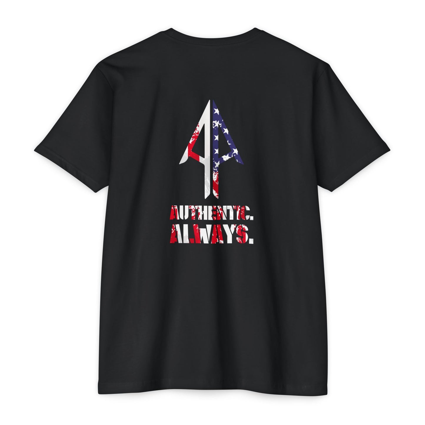Authentic Always T-Shirt — American Flag Arrow Graphic Tee
