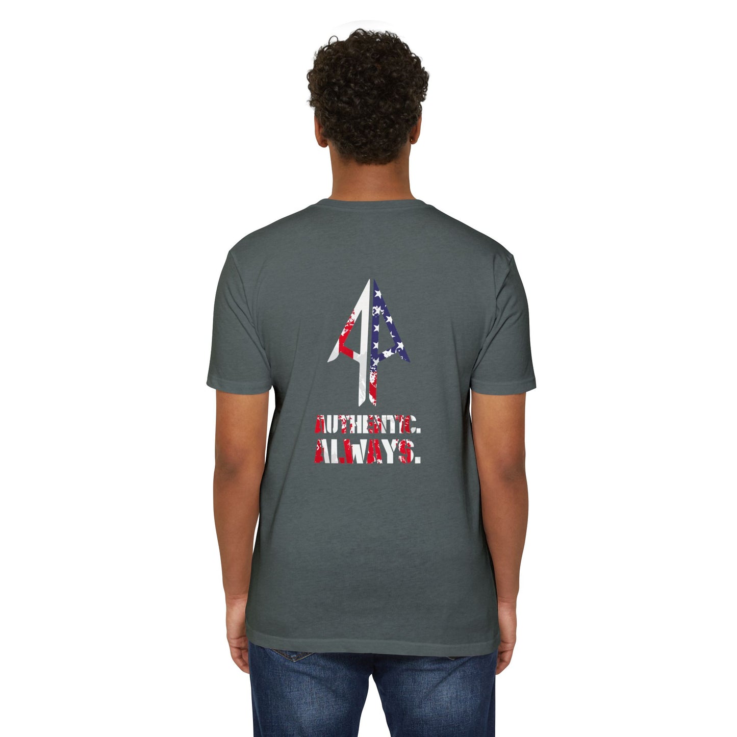Authentic Always T-Shirt — American Flag Arrow Graphic Tee