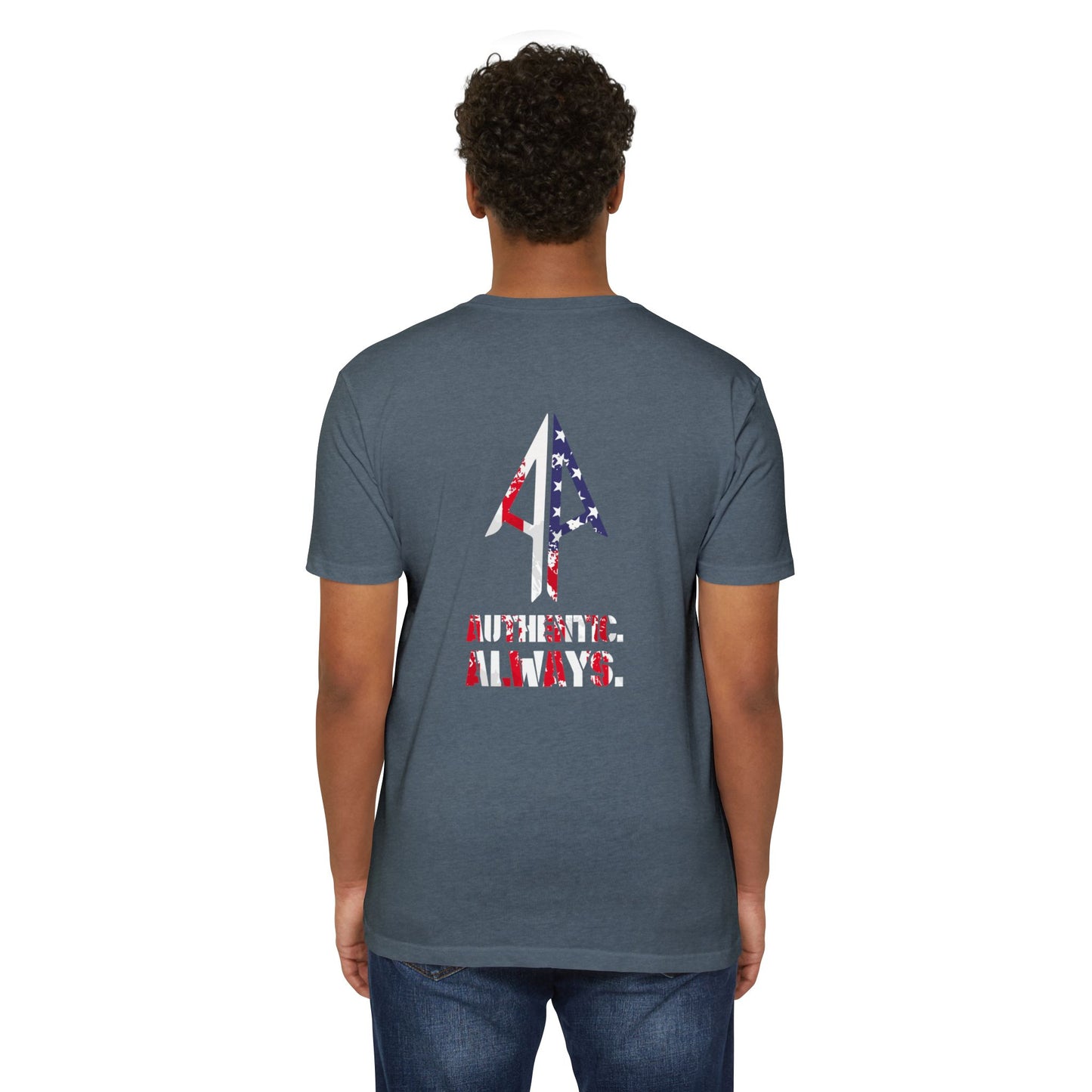 Authentic Always T-Shirt — American Flag Arrow Graphic Tee