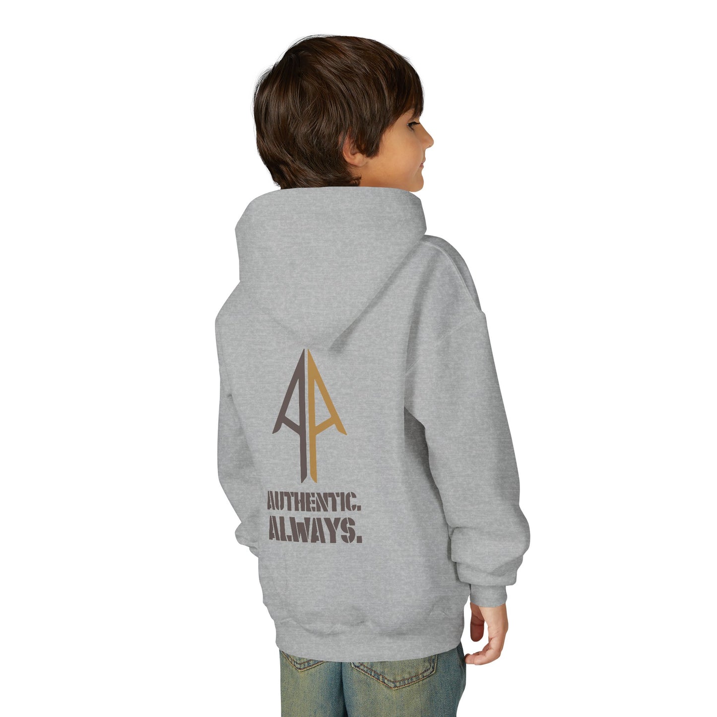 Kids Authentic. Always. Hoodie – Arrow Edition (Grey & Brown)